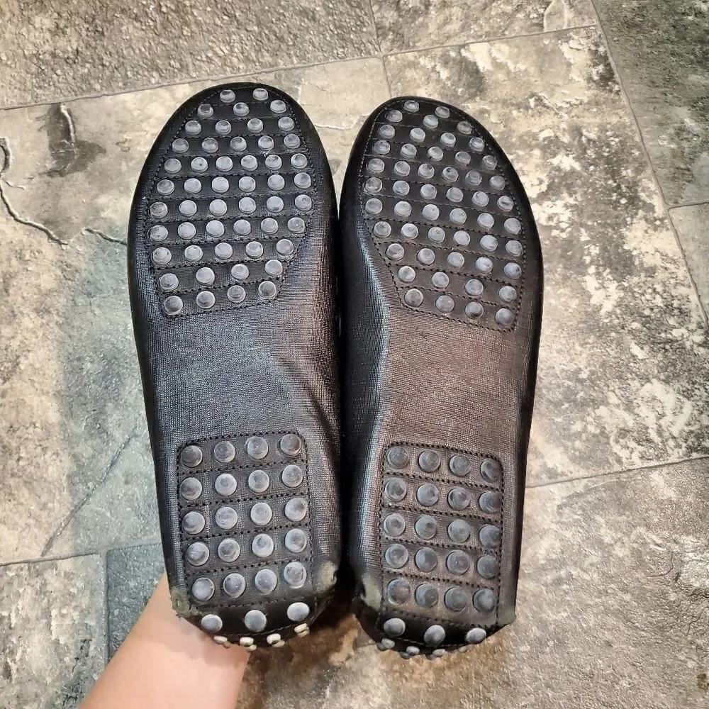 Nordstrom Brand Black Leather Horsebit Vamp Moc Toe Driving Loafers Men's 10.5 M